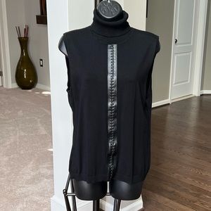 Women’s Black Sleeveless, Turtle-neck Tank Top by Carmen Marc Valvo